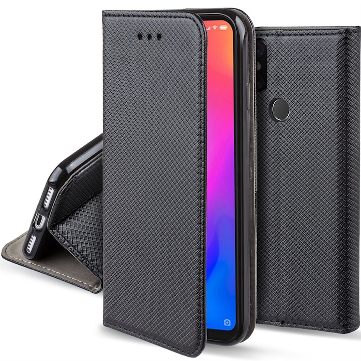 Telefontok, Moozy, Flip On, Xiaomi Redmi 6 Pro / Mi A2 Lite, fekete, Eco-bőr