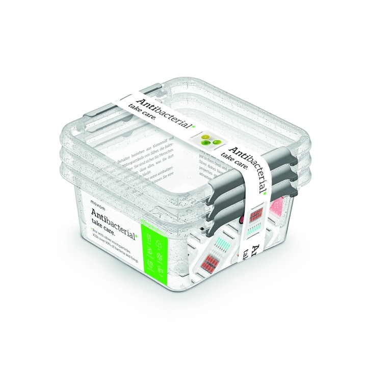 Set 3 cutii alimentare cu capac, Orplast, Plastic, Transparent, 0.85l