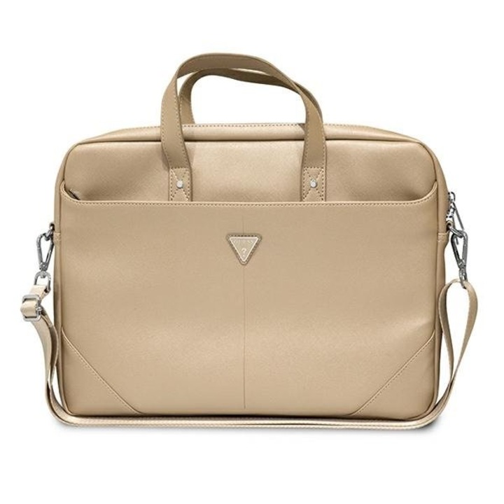 Geanta pentru laptop, Guess, Piele ecologica, 16'', Bej