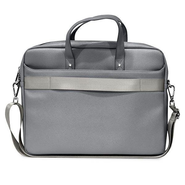 Geanta pentru laptop, Guess, Piele ecologica, 16", Argintiu