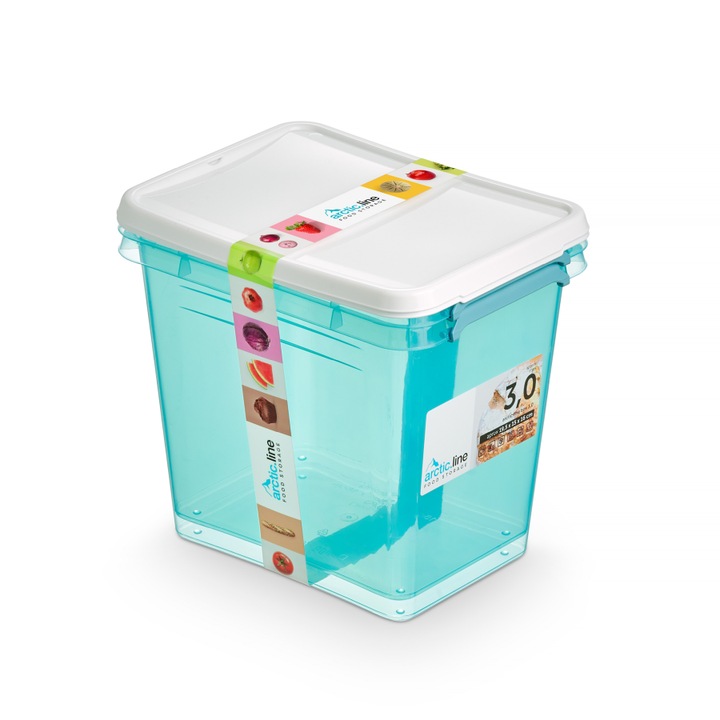 Set 2 cutii pentru alimente cu capac, Orplast, Plastic, Albastru, 3l