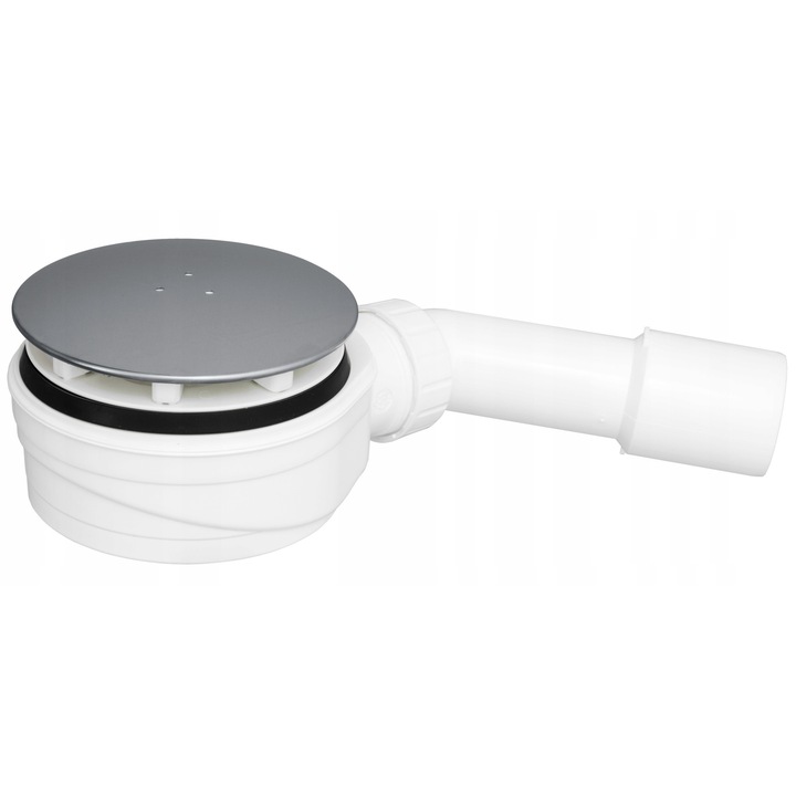 Sifon Cabina Dus Slim SB-120, Profil Jos 52 mm, Pentru Deschidere 90 mm, Curatat De Sus, Cu Iesire La Canalizare 50 mm, Ideal Pentru Cabine Dus Moderne, Montaj Usor Si Intretinere Curata, Alb