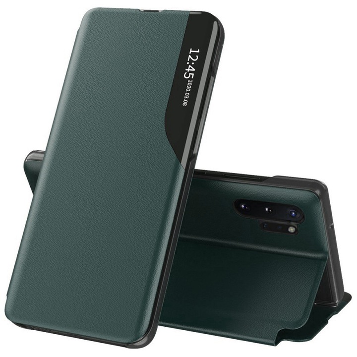 Калъф за Samsung Galaxy Note 10 Plus 4G/Note 10 Plus 5G, Екологична кожа, Тъмнозелен