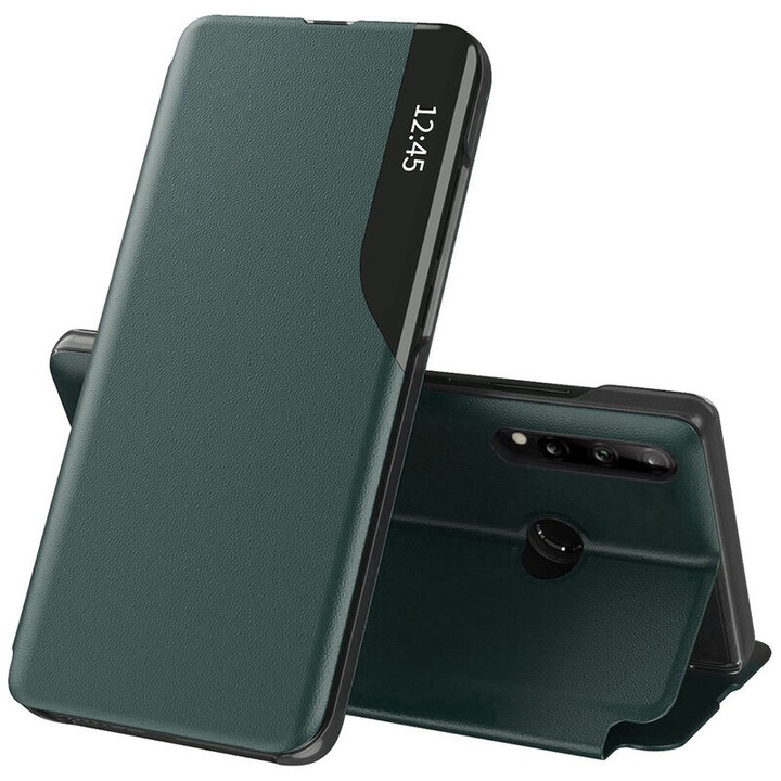 Кейс за Huawei P30 Lite/P30 Lite New Edition, Екологична кожа, Тъмно зелен