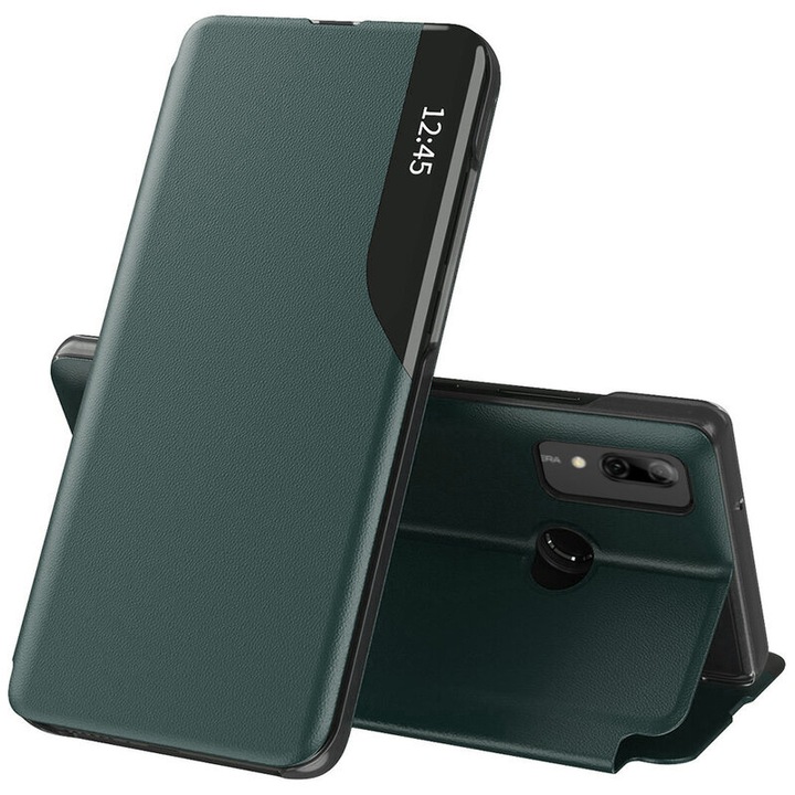 Защитен калъф за Huawei P Smart 2019/P Smart 2020/Honor 10 Lite, Precision Cut, eFold Series, O6103, Екологична кожа, Тъмнозелен