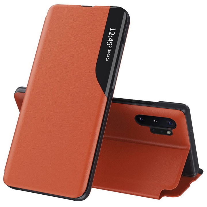 Калъф за Samsung Galaxy Note 10 Plus 4G/Note 10 Plus 5G, Екологична кожа, Оранжев