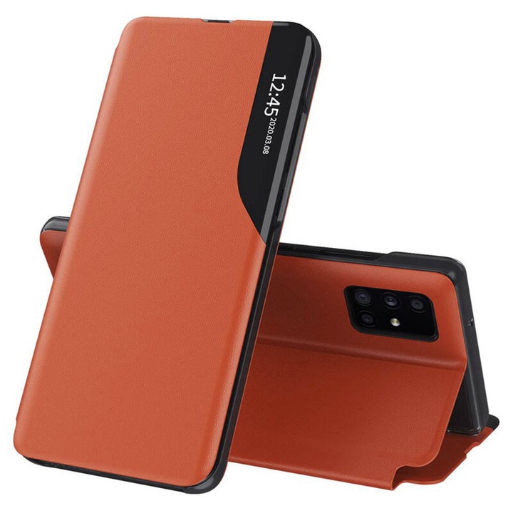 Капак за Samsung Galaxy M51, Екологична кожа, Оранжев