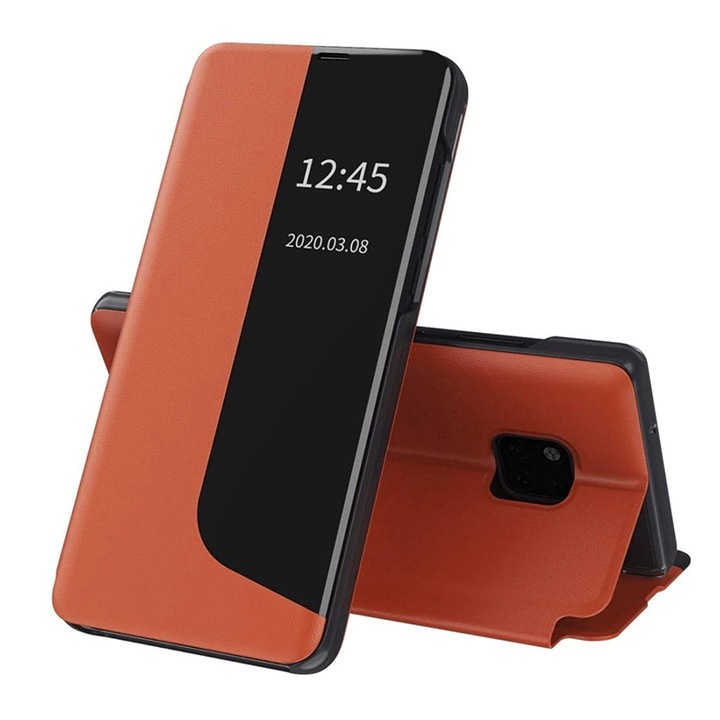 Калъф за Huawei Mate 20 Pro, Екологична кожа, Оранжев