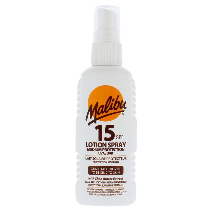 Lotiune cu protectie solara, Malibu, SPF15, Waterproof, 100 ml