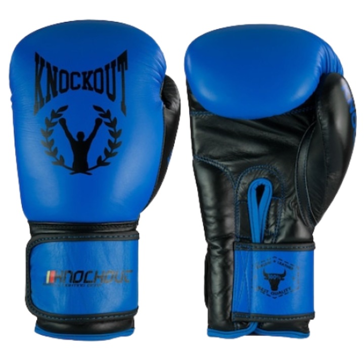 Bokszkesztyű Knockout Basic - 12OZ, Fekete/Kék