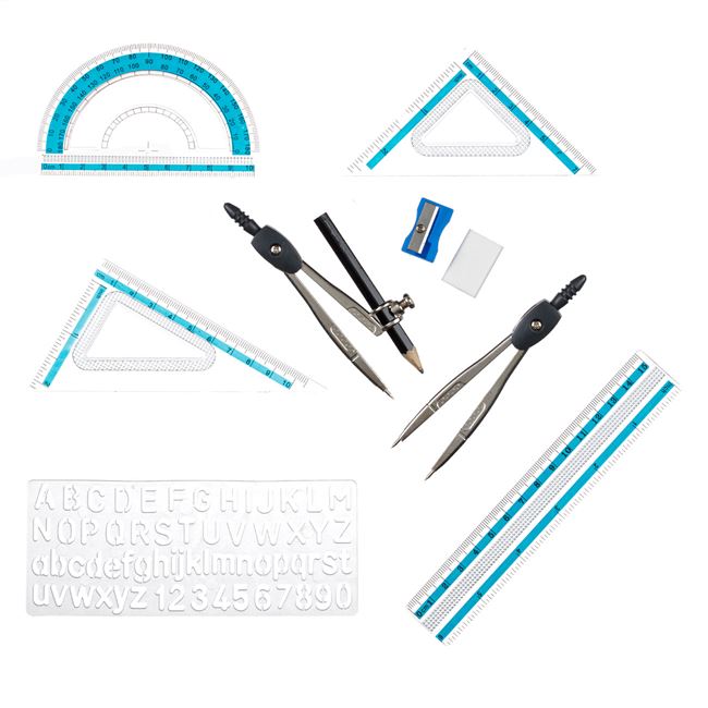 Trusa geometrie in cutie metalica, 10 buc, AKS560 - eMAG.ro