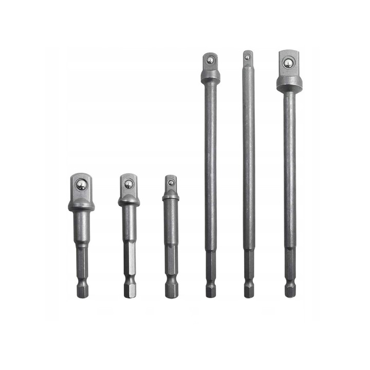 Set 6 adaptoare 1/2, 1/4, 3/8, 50mm, 150mm, Silver