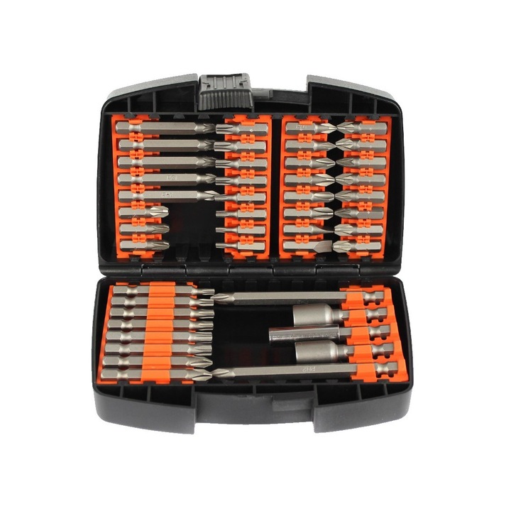 Set biti, cap surubelnita, adaptoare, 45 piese, Silver