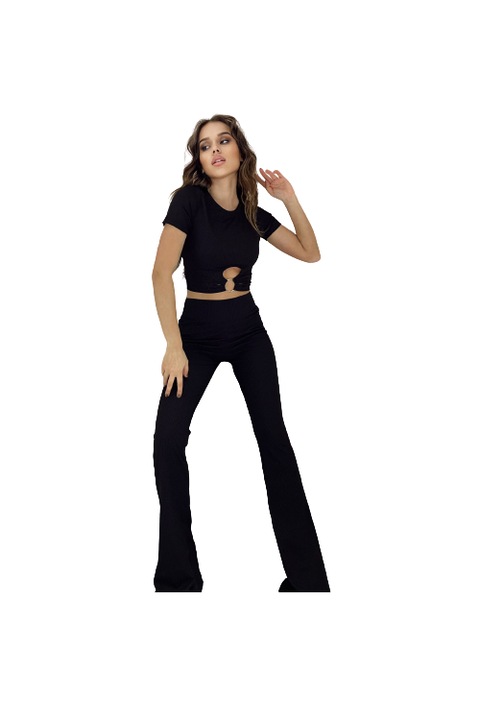 Compleu casual, negru, model mulat, monocrom