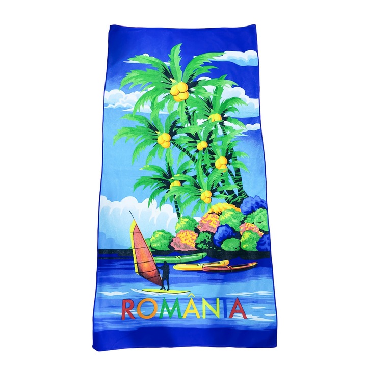 Prosop de plaja FunIsland, cu imprimeu, multicolor, 140x70 cm, Doty®️