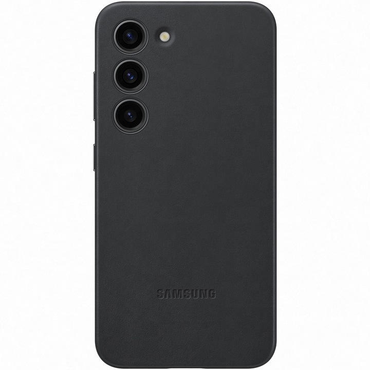 Защитен калъф Samsung Leather Case, За Galaxy S23, Черен