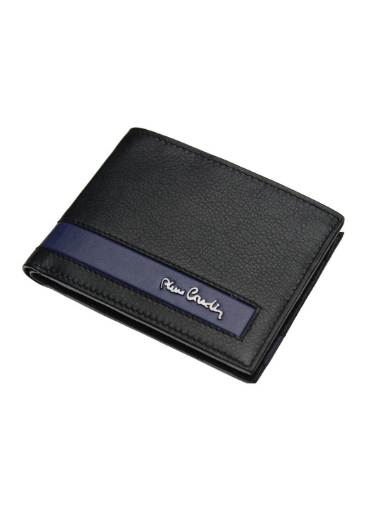 Portofel Barbati, Pierre Cardin, Piele naturala, Negru/Albastru