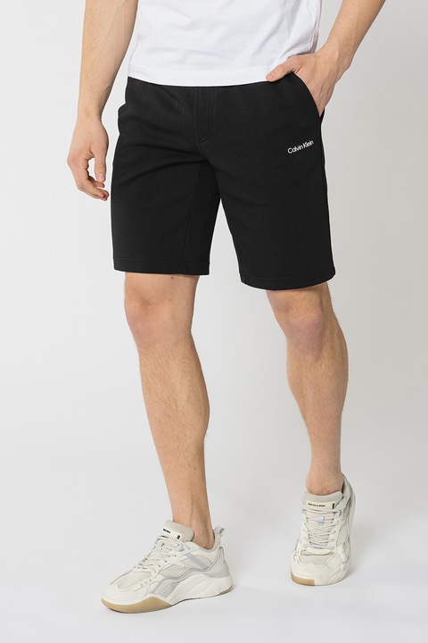 CALVIN KLEIN, Pantaloni scurti din amestec de bumbac organic cu buzunare pe piept, Negru, XL