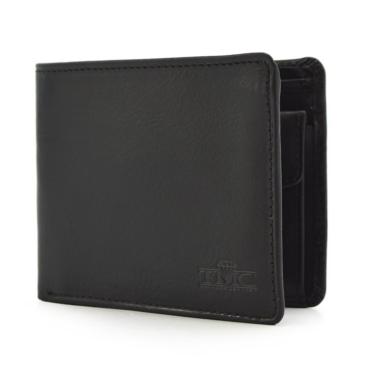 Мъжки портфейл, TMC Naturalleather, Естествена кожа, Черен