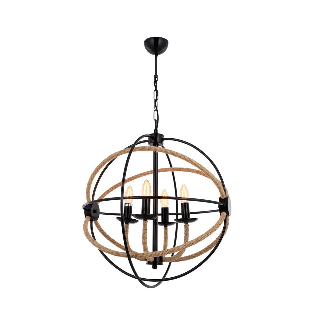 Lustra Avonni Mira 4 brate Aplicatii sfoara, finisaj Negru 4xE14 max40W