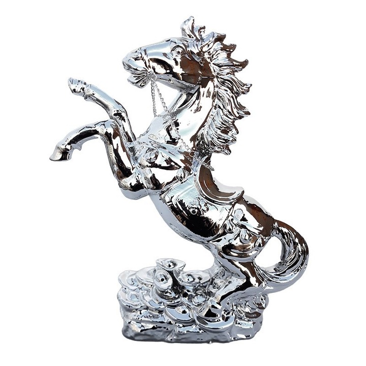 Statueta decorativa, in forma de Cal, Argintiu, 30 cm, 1944G