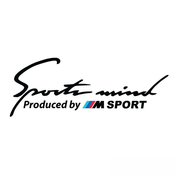 BMW motorháztető matrica, Sports Mind 30x11cm, fekete