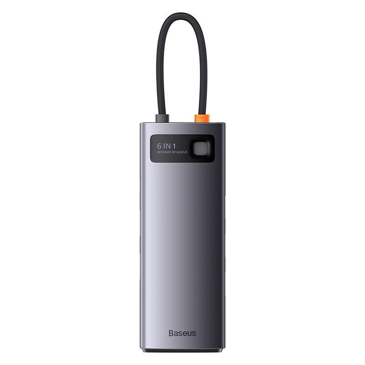 Хъб, Baseus USB-C/HDMI/USB 3.0/USB-C/RJ45, черен