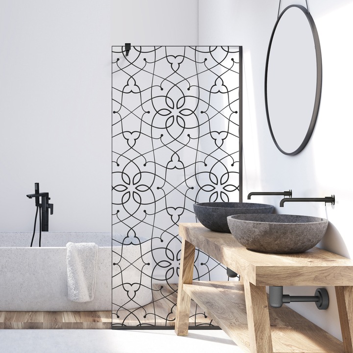Aqua Roy ® Black 70x195 cm zuhanyfal, fekete Cobalt modell, 8 mm víztiszta biztonsági üveg, vízkő elleni kezeléssel