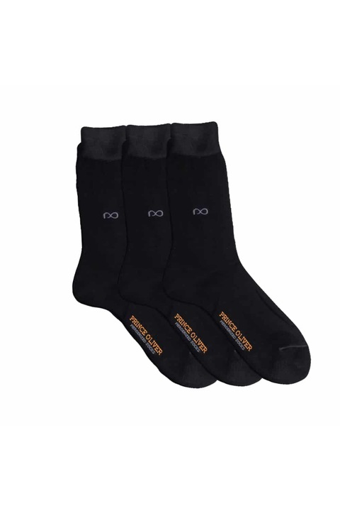 Set 3 perechi sosete Prince Oliver, Bumbac, Negru, Negru