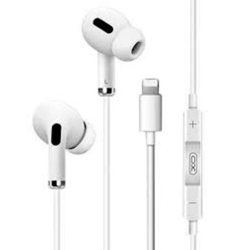 Casti Audio Stereo cu fir XO EP24 Alb cu dopuri silicon si conector Lightning pentru iPhone