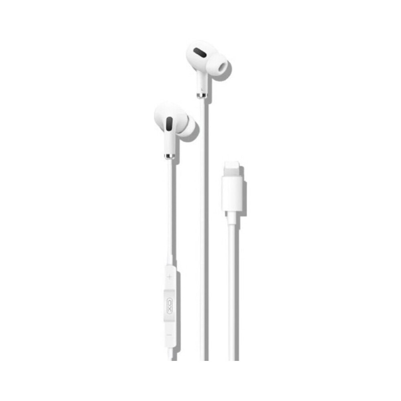 Casti Audio Stereo cu fir XO EP24 Alb cu dopuri silicon si conector Lightning pentru iPhone