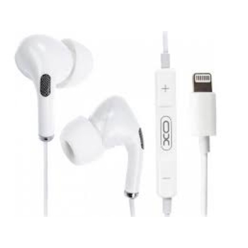 Casti Audio Stereo cu fir XO EP24 Alb cu dopuri silicon si conector Lightning pentru iPhone