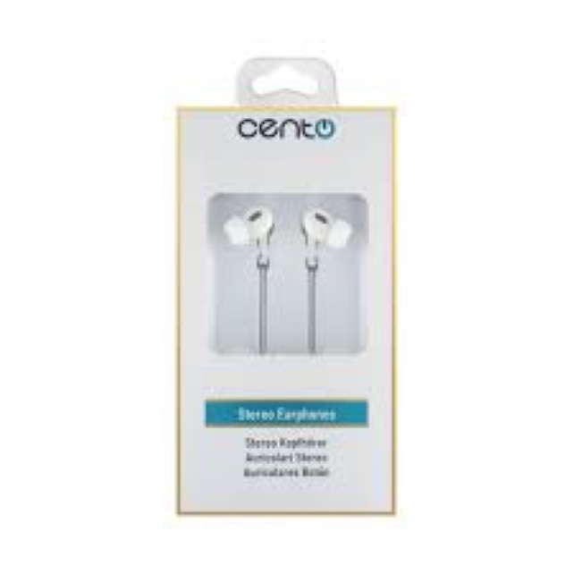Casti cu fir Stereo CENTO S100 Alb, tip In-Ear, conector Jack 3.5mm, 1m, Dopuri din Silicon, Microfon incorporat