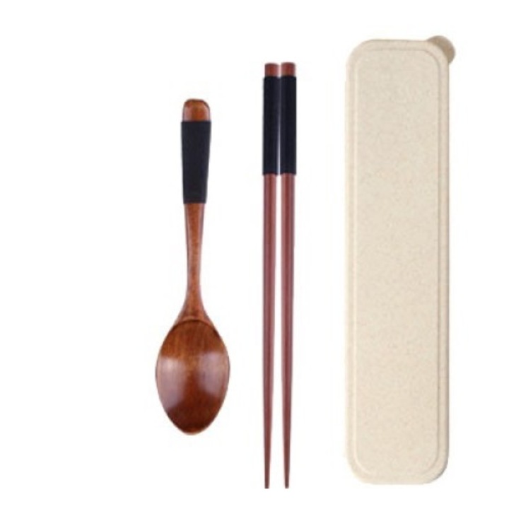 Set betisoare/lingura pentru sushi, MilaSuu, Lemn, Maro