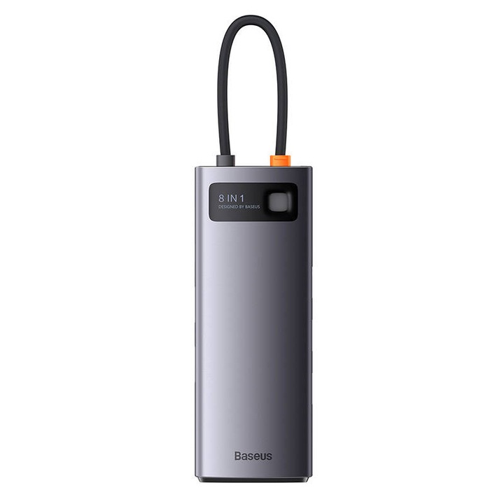 Хъб, Baseus, USB-C/HDMI/USB 3.1/USB-C/RJ45/microSD/SD, черен