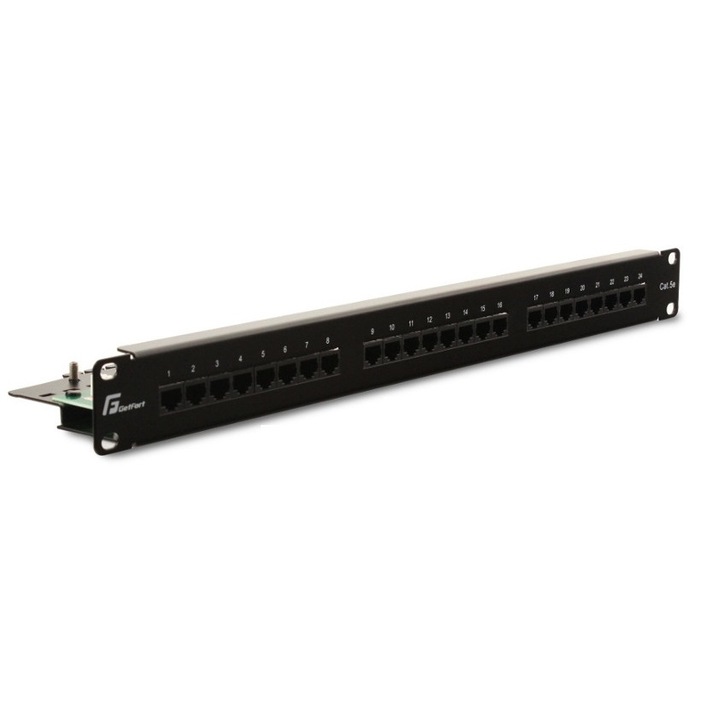 Patch panel, GetFort, cat 5e, UTP, fekete