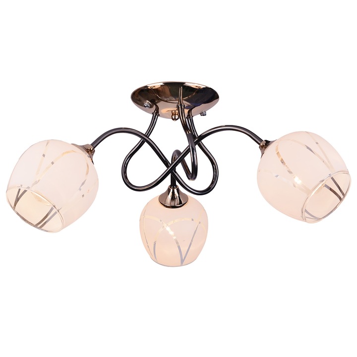 Csillár, Lampex, Linda 3 üveg fekete klasszikus, 26x59 cm, E27