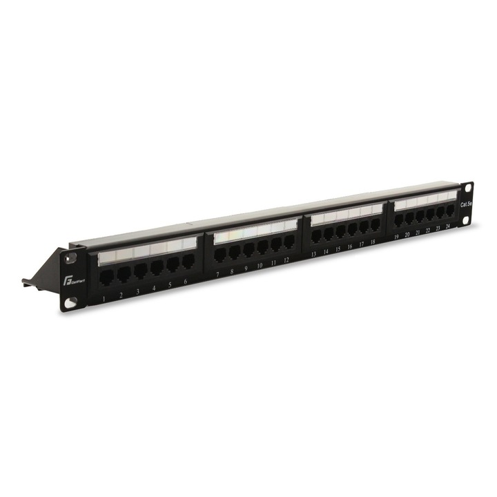 Patch panel, GetFort, cat 5e, UTP, fekete