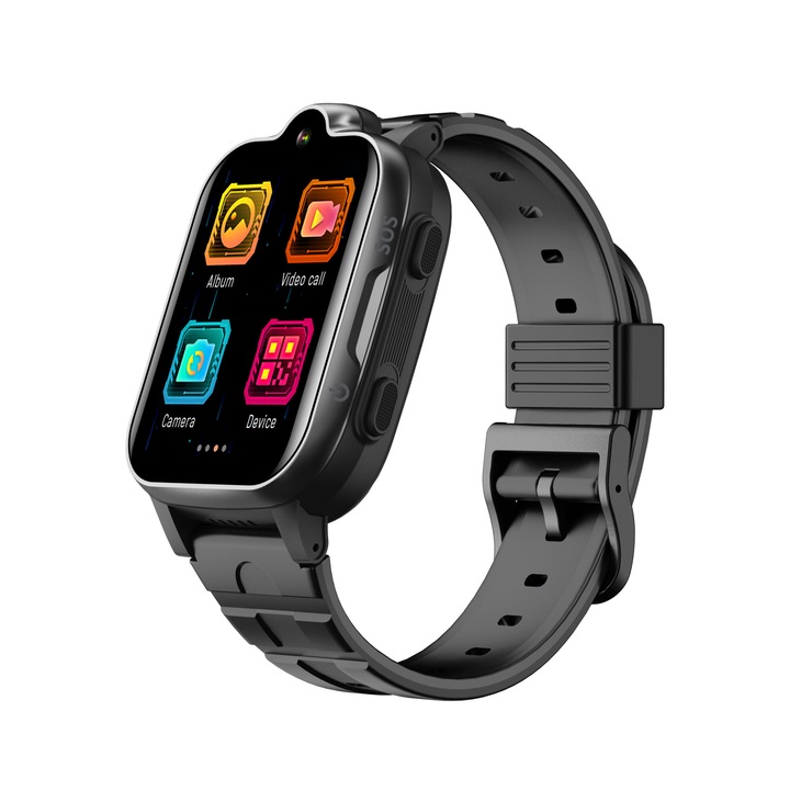 Детски GPS смарт часовник Techone™ CT08 Plus+ Full View IPS, 4G, видео разговор, HD камера, Wi-Fi, водоустойчив IPX7, телефон, bluetooth, SOS, сензорен екран, шпионски мониторинг, черен
