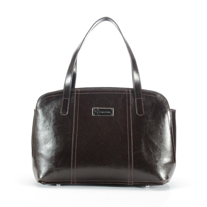 Geanta dama piele, ANNA FELLINI, Papion mic, Maro inchis
