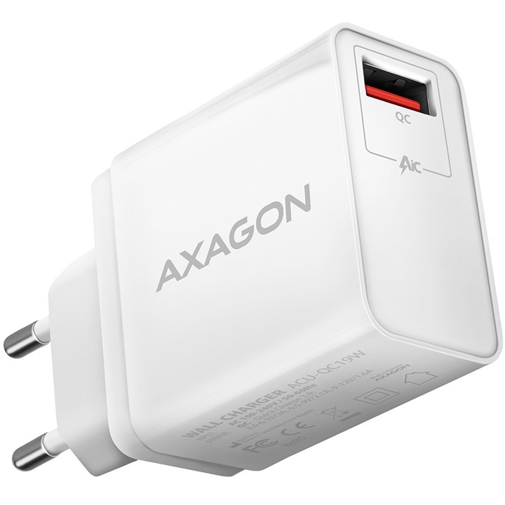 Incarcator retea Axagon, USB, 5V 3A, 19W, Alb