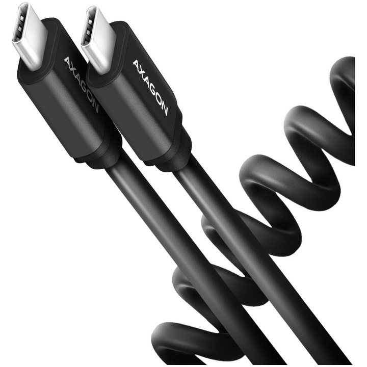 Cablu Axagon Twister, USB-C / USB-C, QC3.0, 3A, 60cm, negru