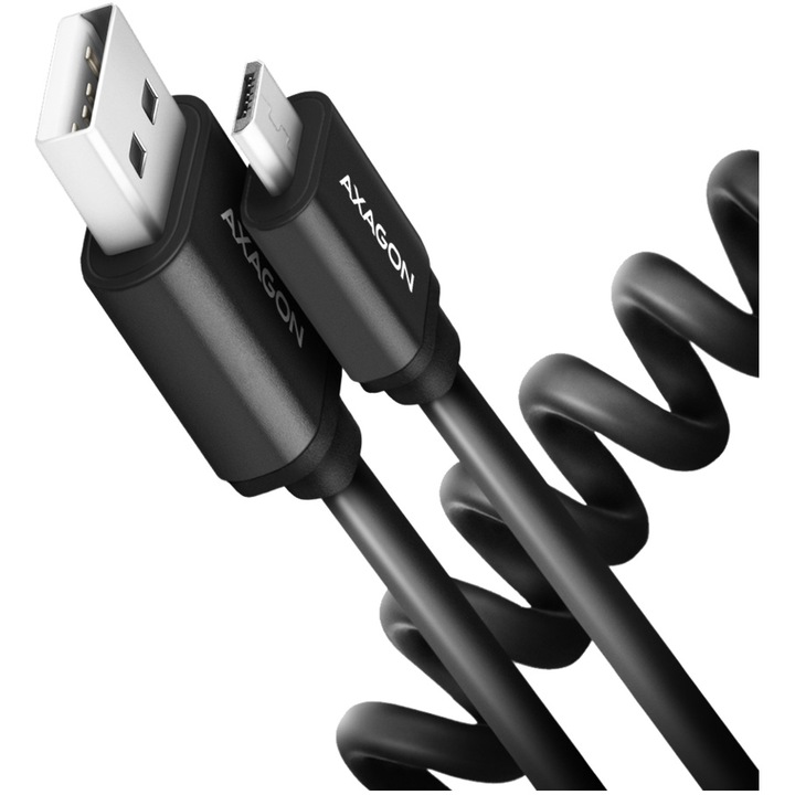 Cablu Axagon Twister,Micro USB la USB-A, QC3.0, 2.4A, 60cm, negru