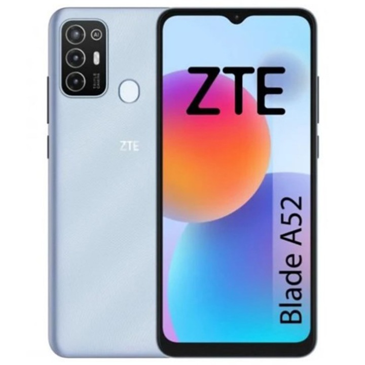 Мобилен телефон ZTE Blade A52, 2 GB RAM, 64 GB памет, две SIM карти, 4G, кристално син