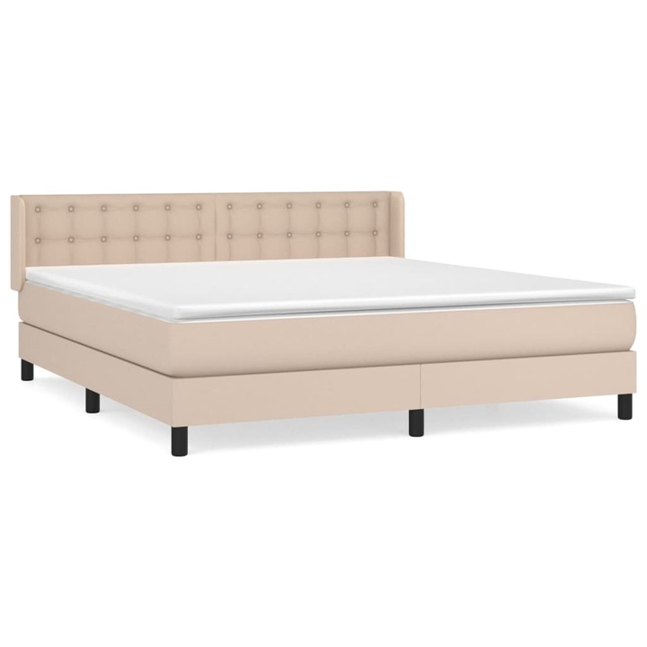 Pat box spring cu saltea vidaXL, cappuccino, 180x200cm piele ecologica, 67.82 kg