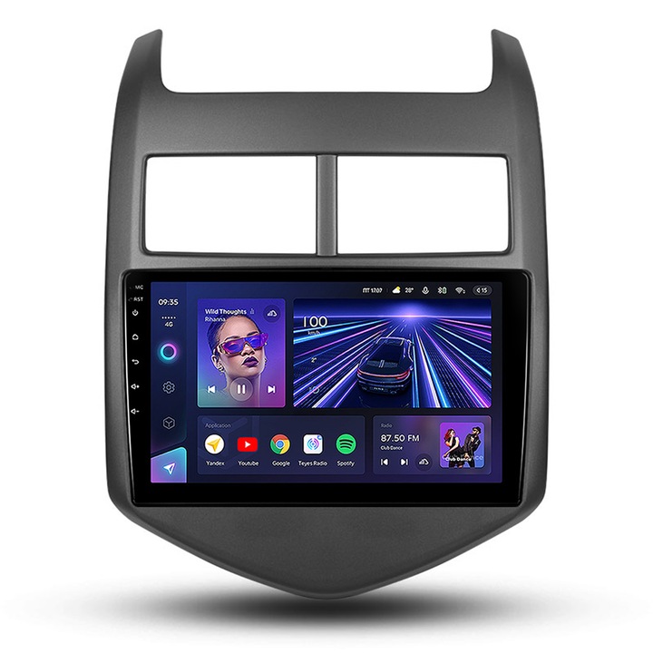 Navigatie dedicata Chevrolet Aveo 2 2011-2015, Teyes CC3, 128GB ROM, 6GB RAM LDDR4, Procesor Octa-core 8 x 1.8Ghz, Display QLED 9", Apple CarPlay, Android Auto, Waze, WiFi, 4G SIM, 3 x USB, Bluetooth 5.1, DSP