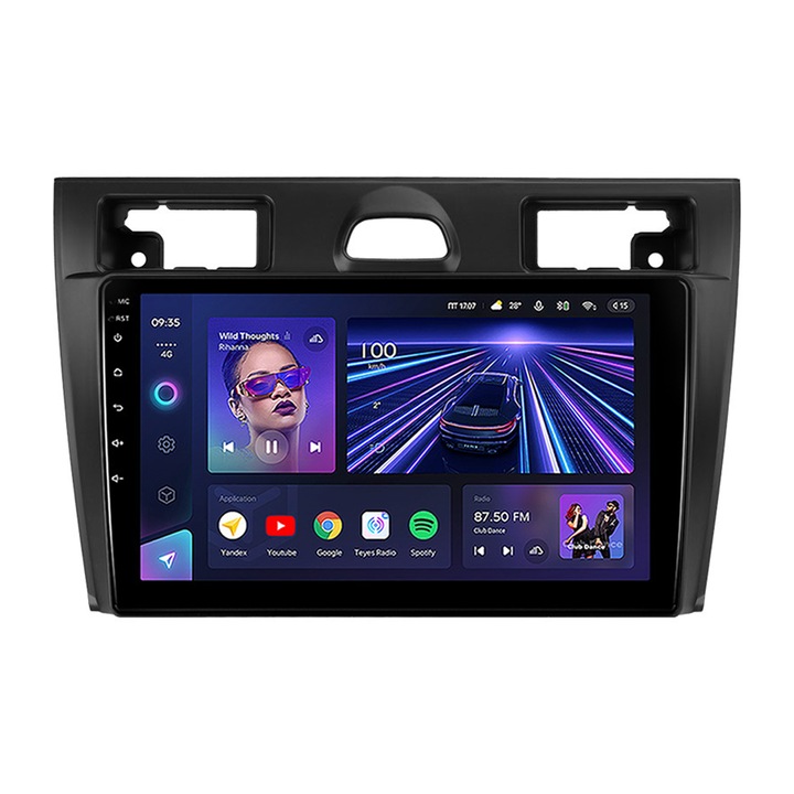 Navigatie dedicata Ford Fiesta VI 5 2002-2008, Teyes CC3, 128GB ROM, 6GB RAM LDDR4, Procesor Octa-core 8 x 1.8Ghz, Display QLED 9", Apple CarPlay, Android Auto, Waze, WiFi, 4G SIM, 3 x USB, Bluetooth 5.1, DSP