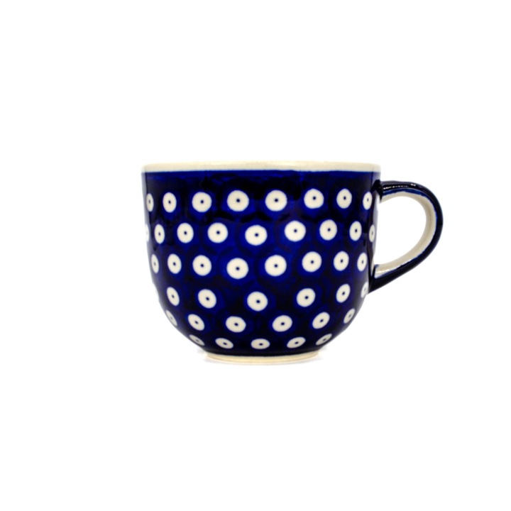 Cana pentru cafea Blue Eyes, ceramica smaltuita, pictata manual, 350 ml