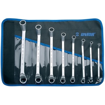 Set chei inelare dublu cotite Unior in husa, 6-22 mm / 8 piese Set chei inelare dublu cotite Unior in husa, 6-22 mm / 8 piese