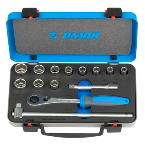Trusa chei tubulare prindere de 1/2 inch Unior in cutie metalica, 10-24mm / 14 piese